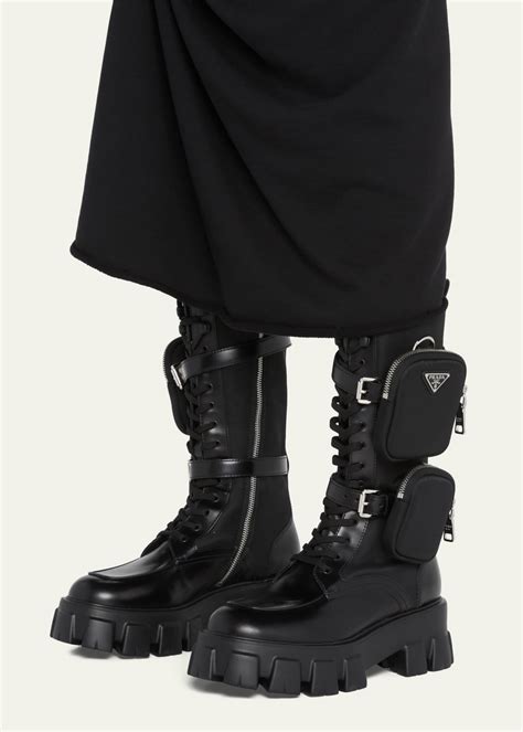 prada boots for women|prada combat boots with pouches.